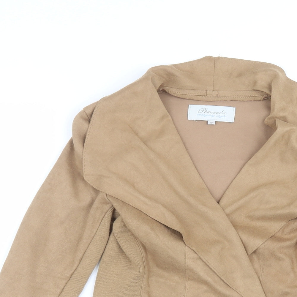 Peacocks Womens Brown V-Neck  Polyester Cardigan Jumper Size 10