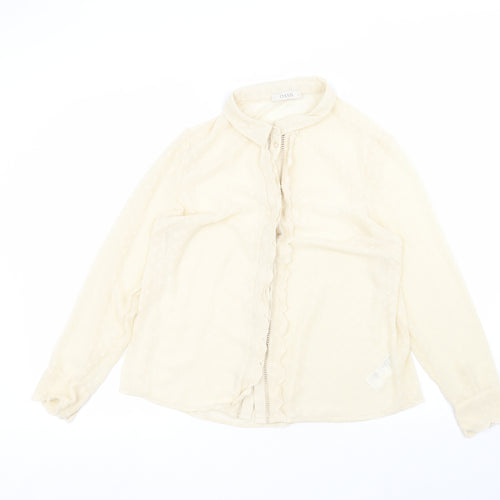 Oasis Womens Beige  Polyester Basic Button-Up Size 16 Collared
