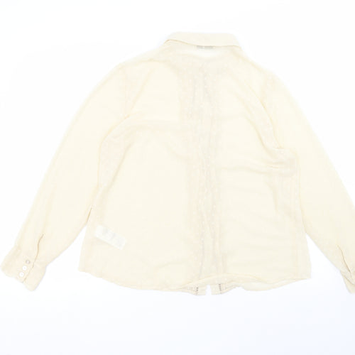 Oasis Womens Beige  Polyester Basic Button-Up Size 16 Collared
