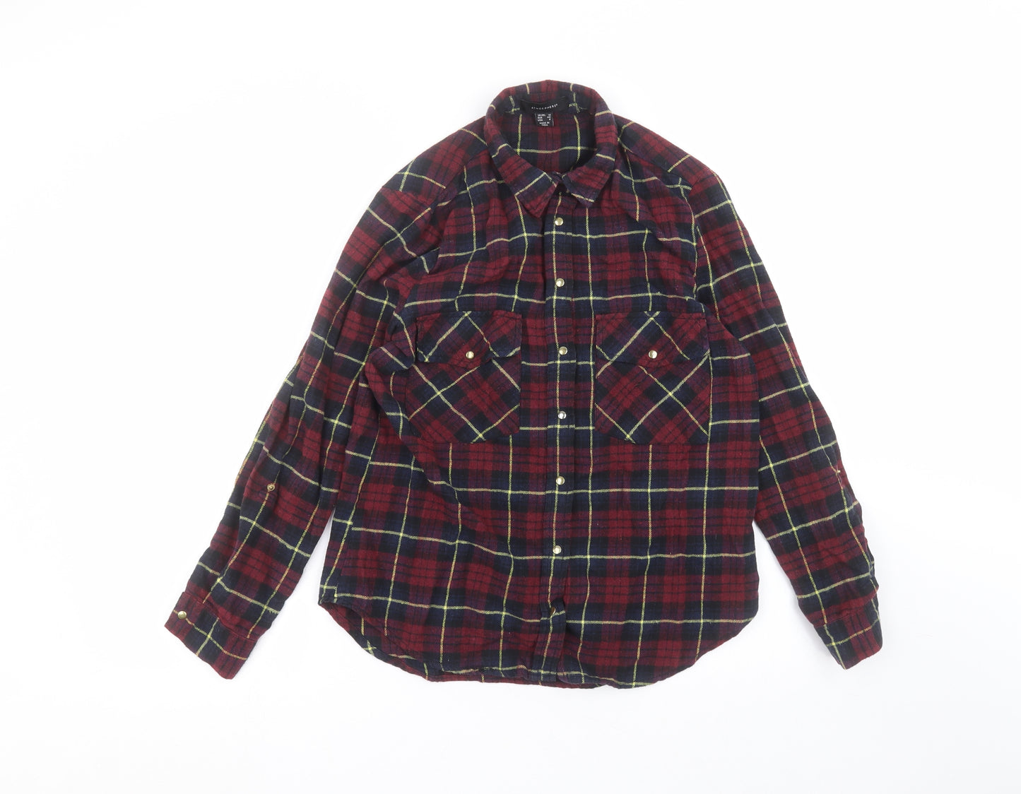 Atmosphere Womens Red Striped Cotton Basic Button-Up Size 12 Collared
