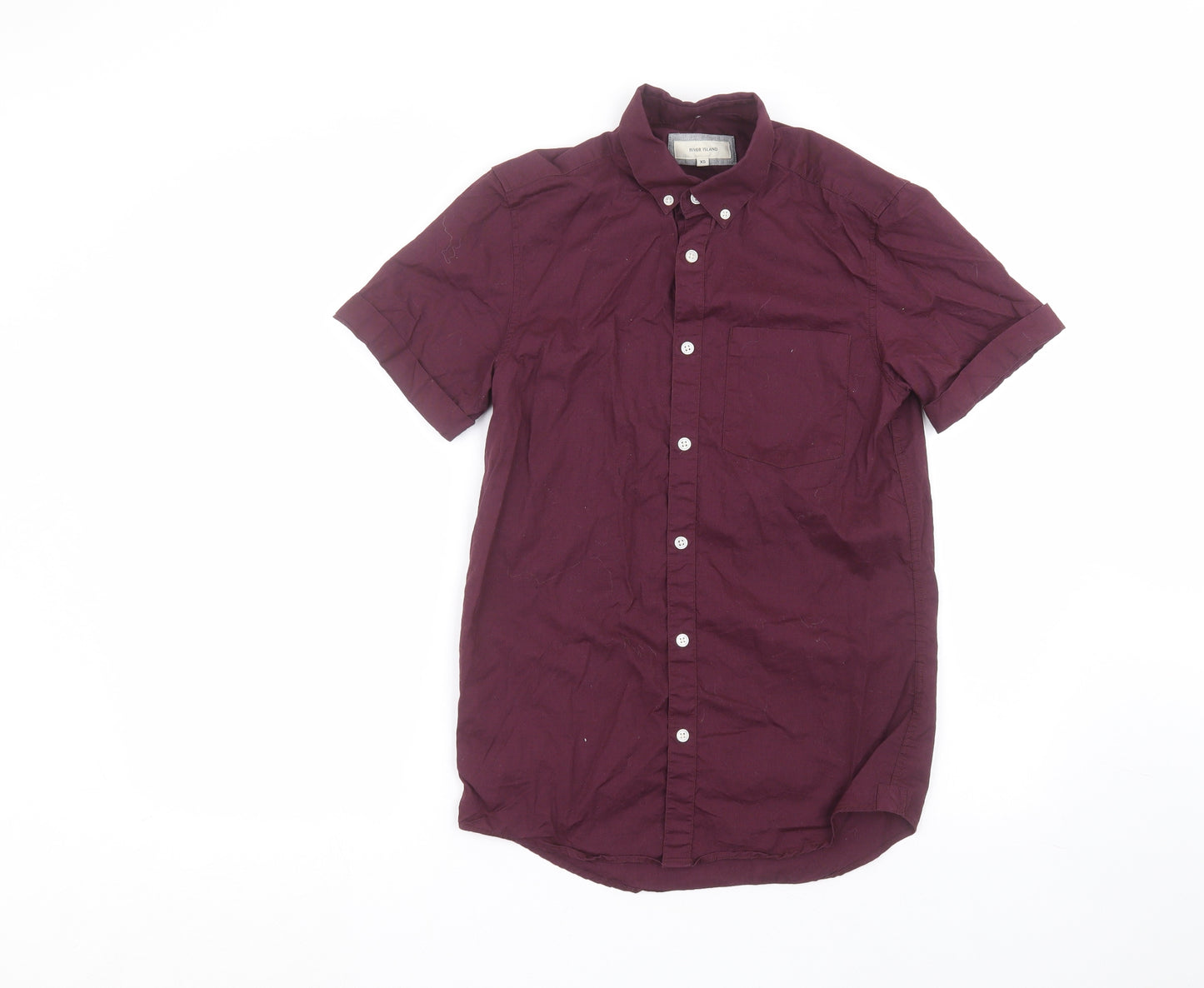 River Island Mens Red  Cotton  Dress Shirt Size XS Collared