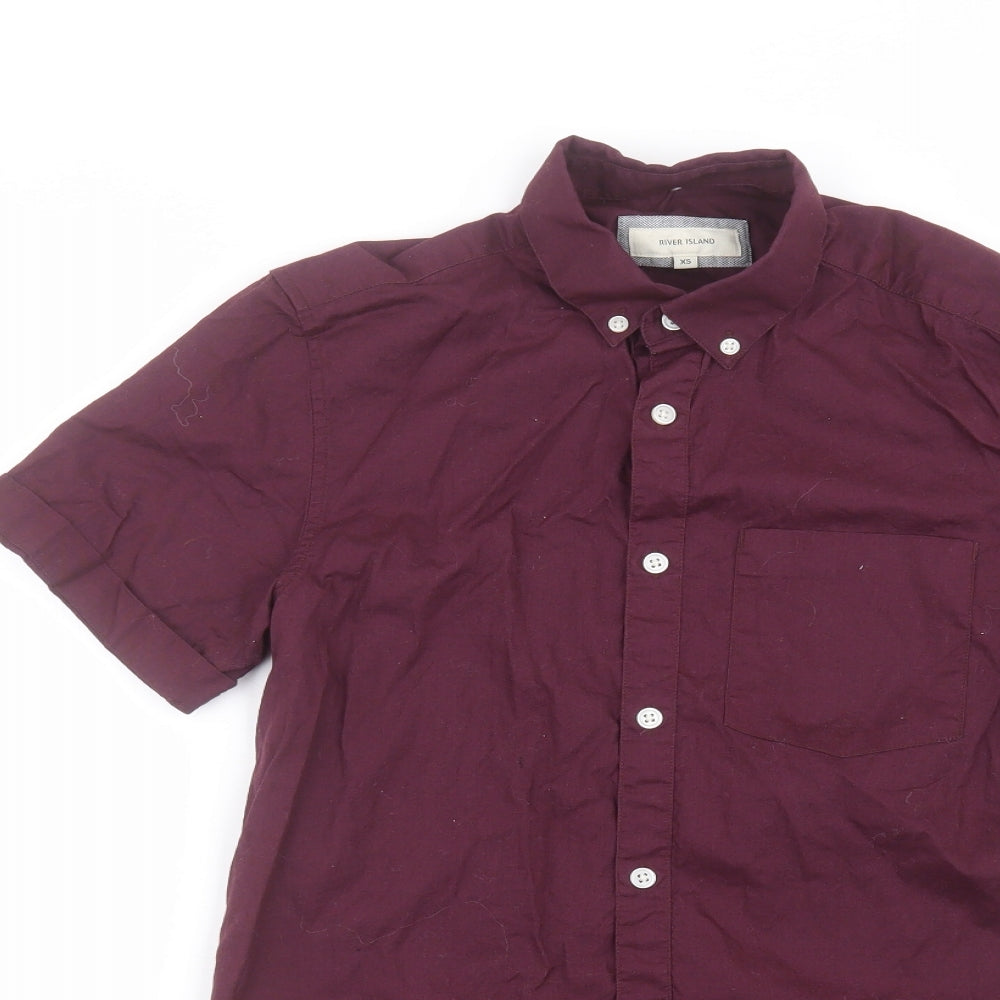 River Island Mens Red  Cotton  Dress Shirt Size XS Collared