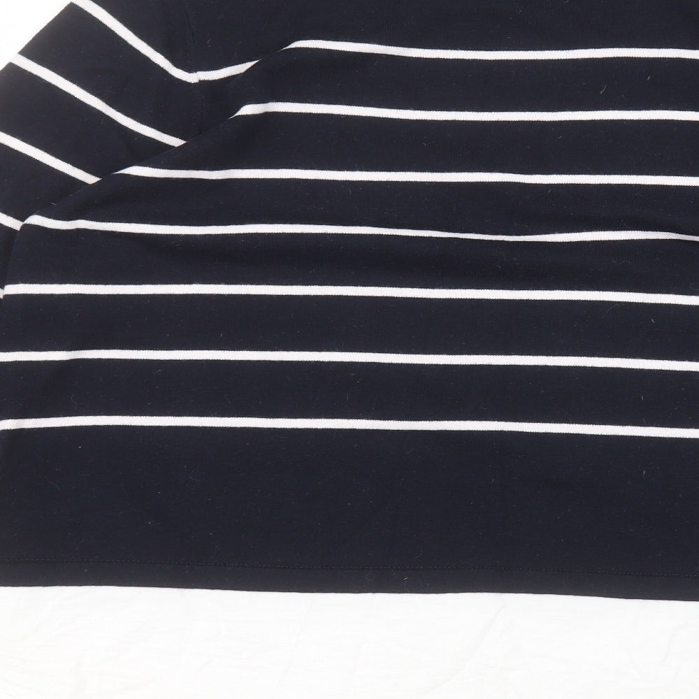George Womens Blue Striped Acrylic Basic T-Shirt Size 16 Round Neck