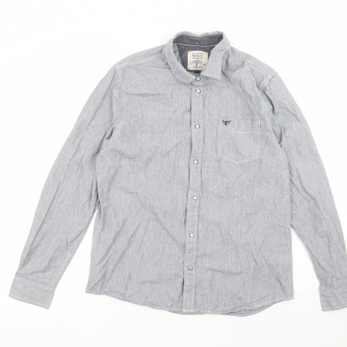 morley Mens Blue  Cotton  Dress Shirt Size L Collared