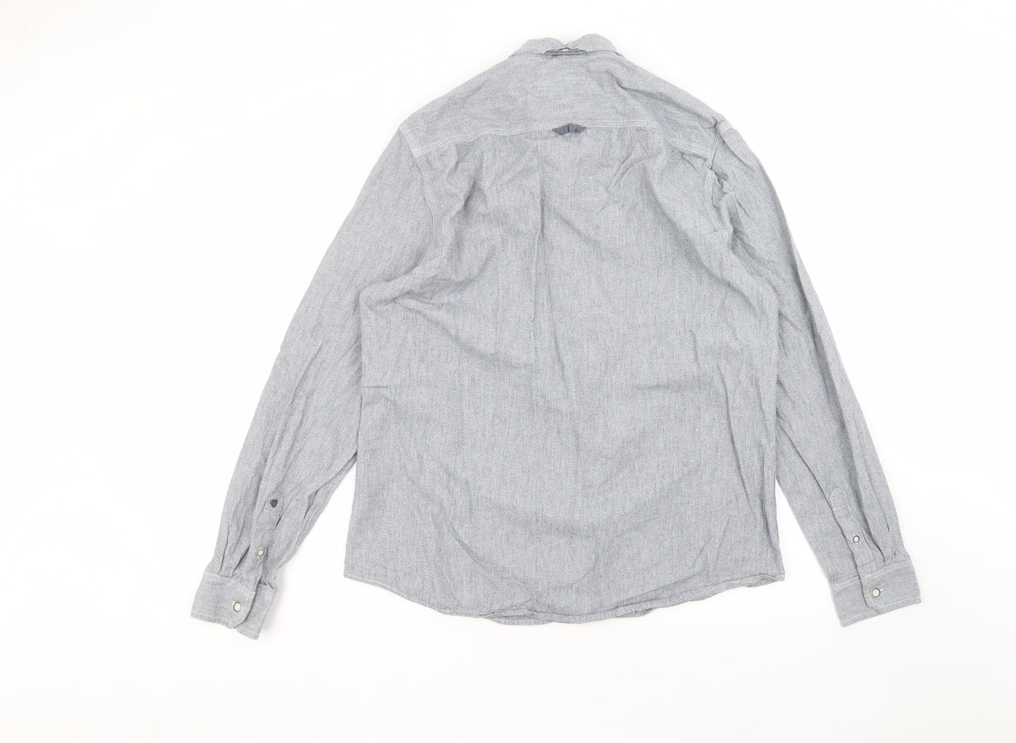 morley Mens Blue  Cotton  Dress Shirt Size L Collared