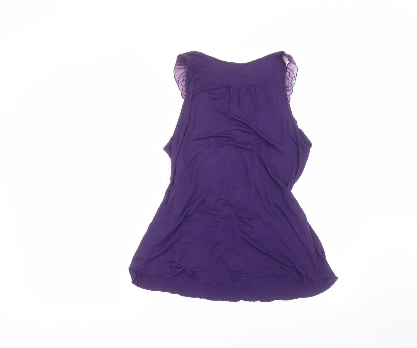 Topshop Womens Purple  Viscose Basic T-Shirt Size 10 Round Neck