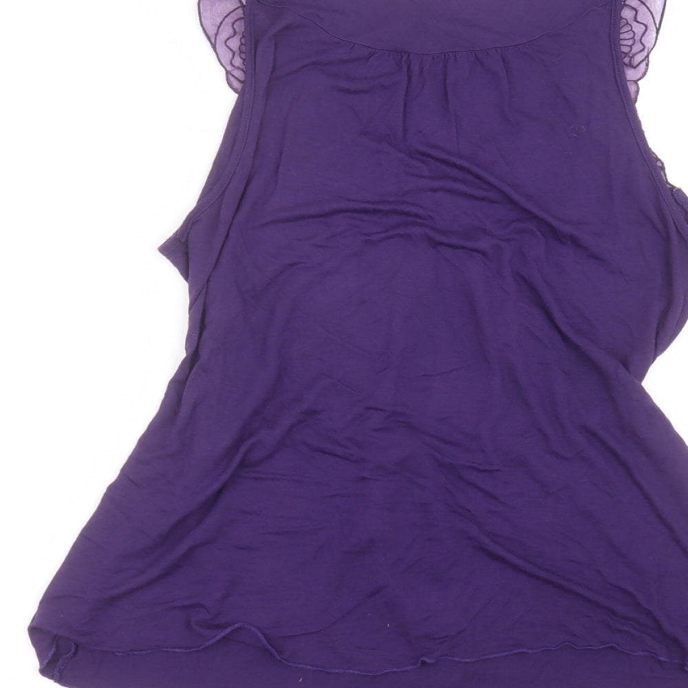 Topshop Womens Purple  Viscose Basic T-Shirt Size 10 Round Neck