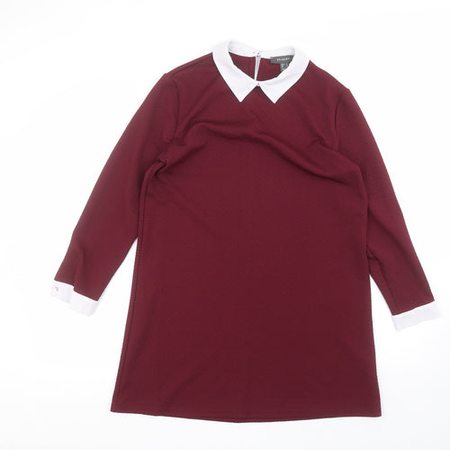 Primark Womens Red Collared  Polyester Pullover Jumper Size 12