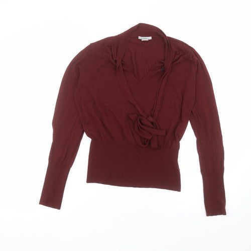 H&M Womens Red  Acrylic Basic Blouse Size M V-Neck