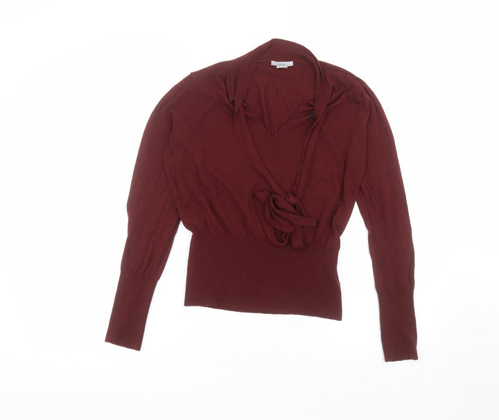 H&M Womens Red  Acrylic Basic Blouse Size M V-Neck