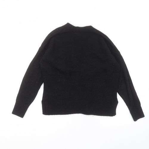George Womens Black V-Neck  Acrylic Cardigan Jumper Size S