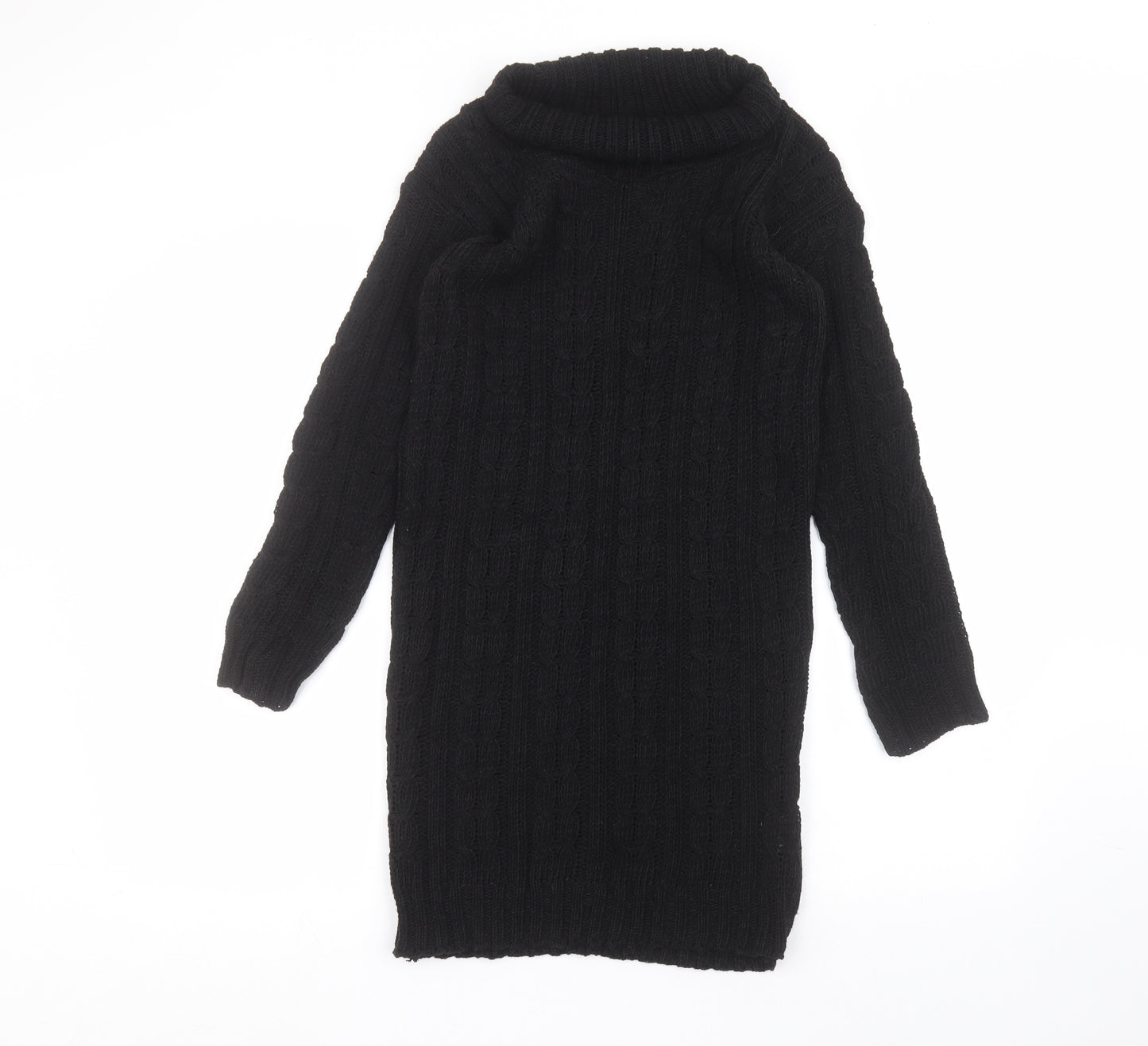 Preworn Womens Black  Acrylic Jacket Dress  Size S Roll Neck