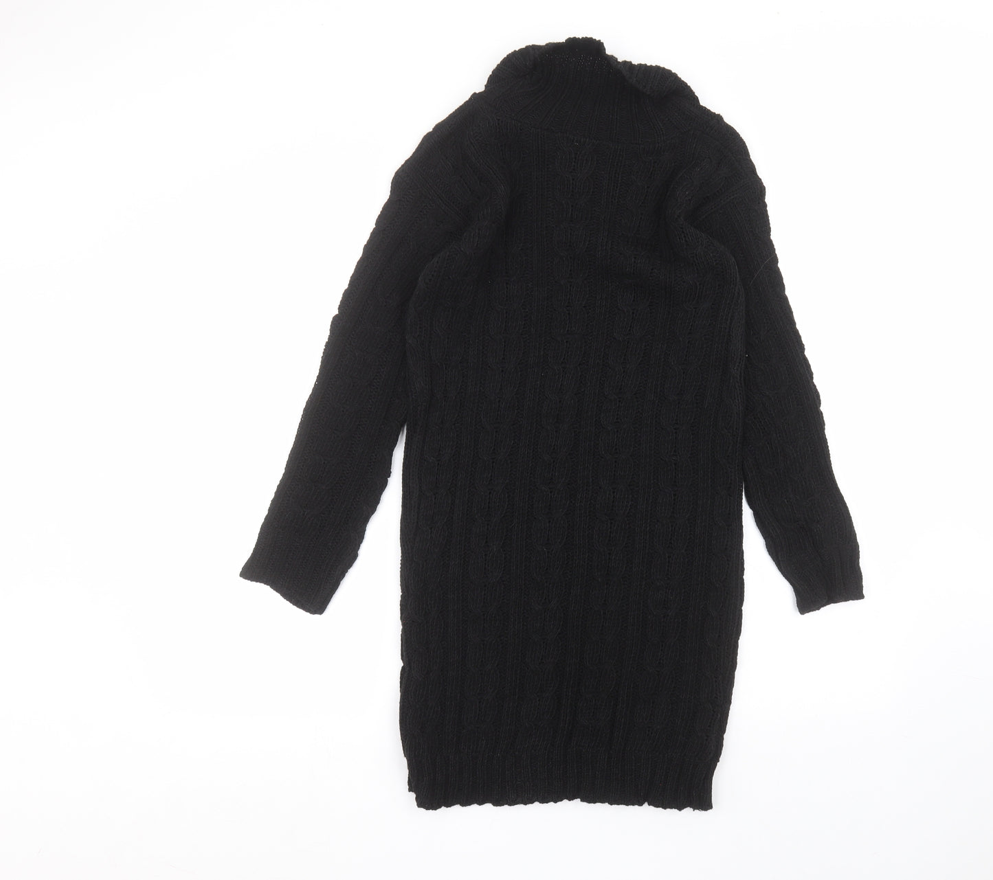Preworn Womens Black  Acrylic Jacket Dress  Size S Roll Neck