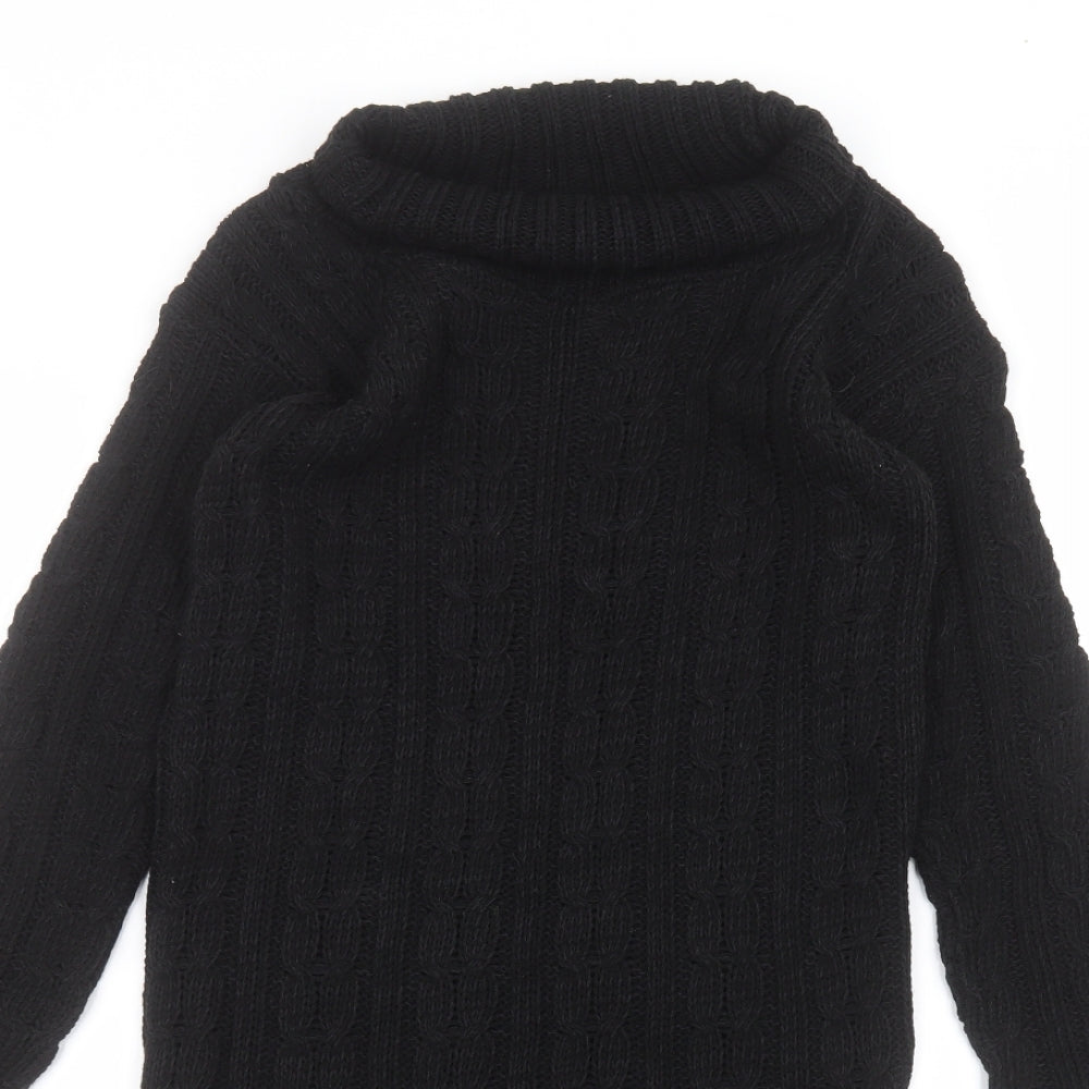 Preworn Womens Black  Acrylic Jacket Dress  Size S Roll Neck