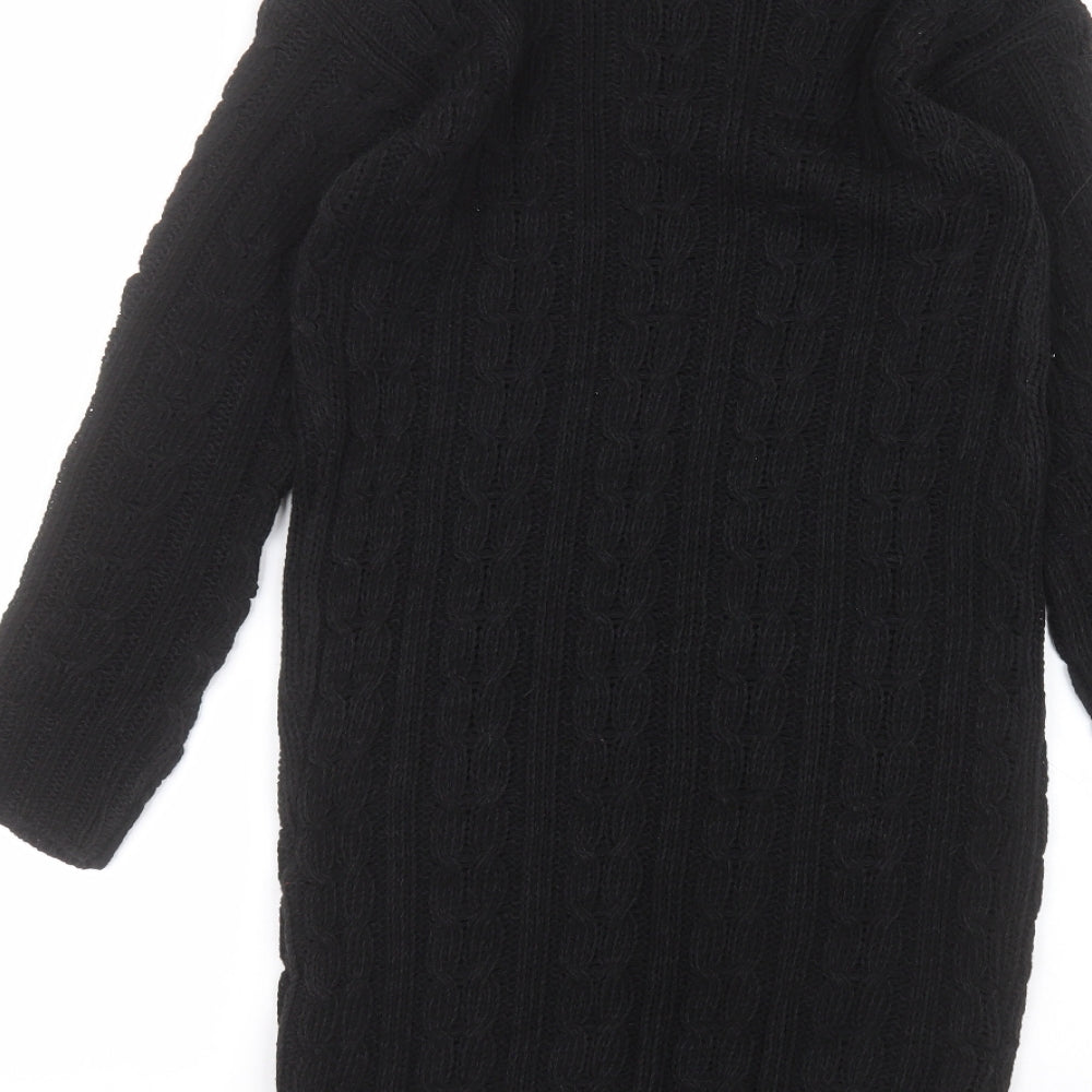 Preworn Womens Black  Acrylic Jacket Dress  Size S Roll Neck