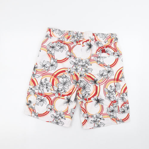 Preworn Mens White Floral Polyester Bermuda Shorts Size M L10 in Regular