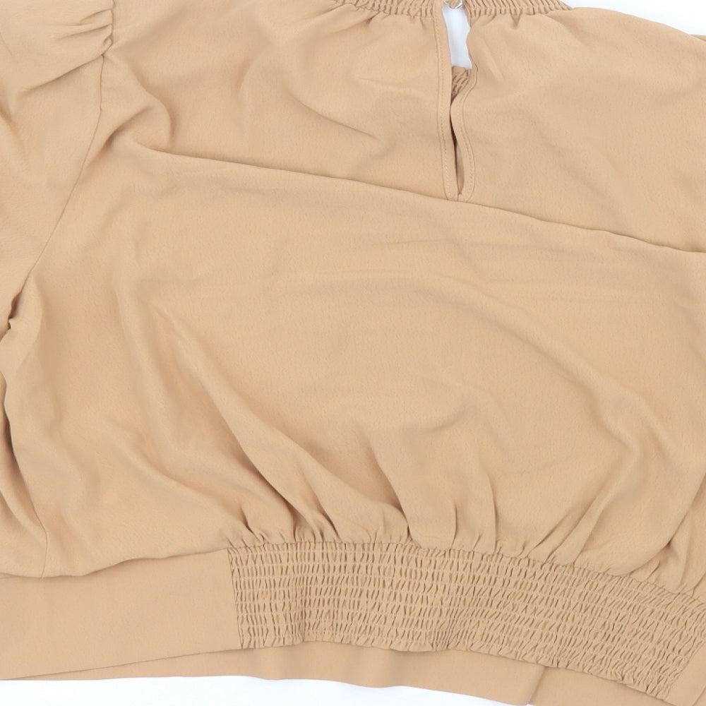Dorothy Perkins Womens Brown  Polyester Basic Blouse Size 18 Round Neck