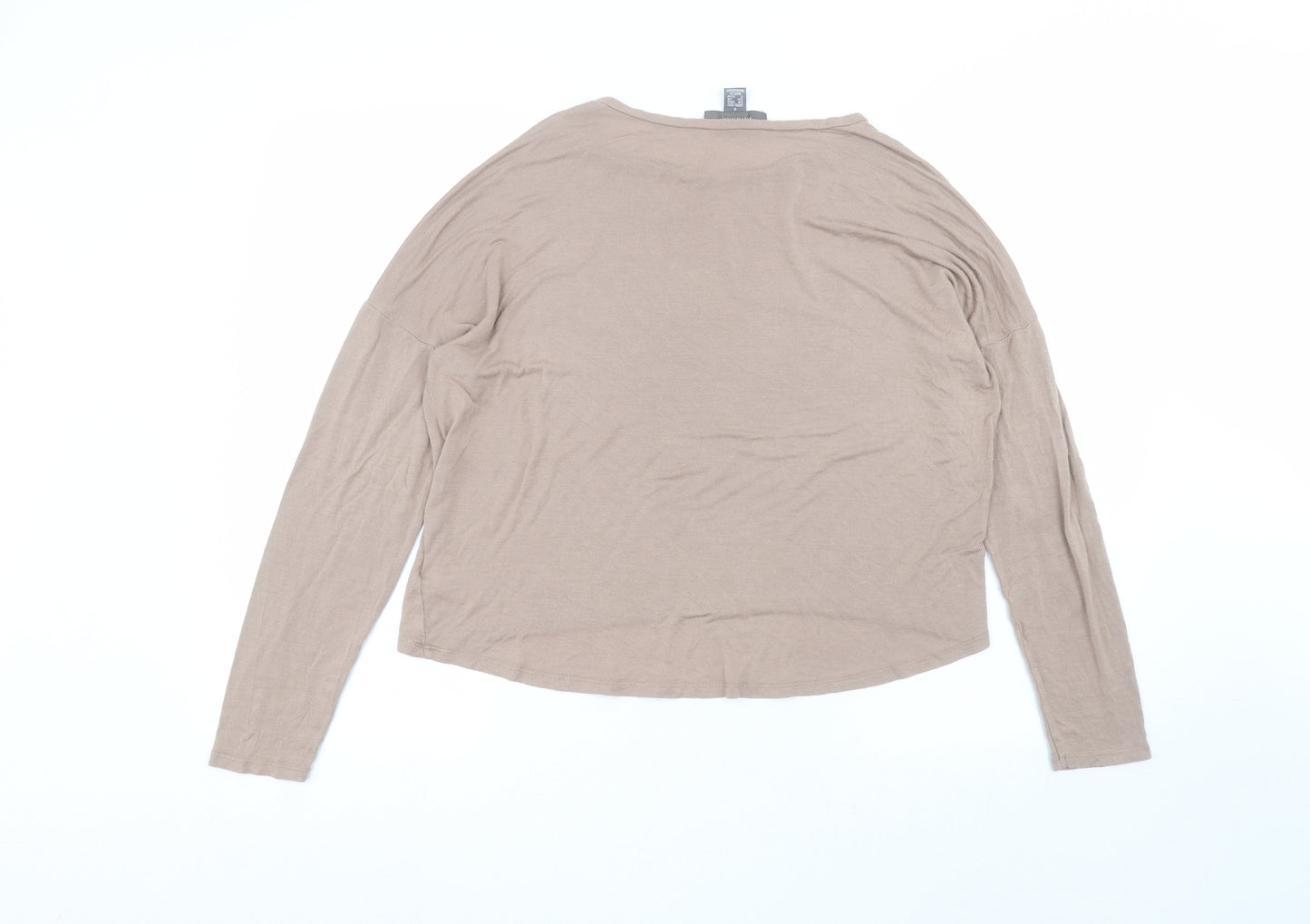 Primark Womens Brown  Viscose Basic T-Shirt Size S Round Neck