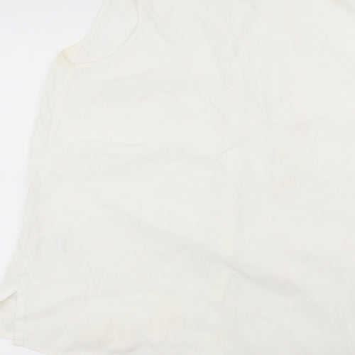Marks and Spencer Womens White  Viscose Basic Button-Up Size 16 Round Neck