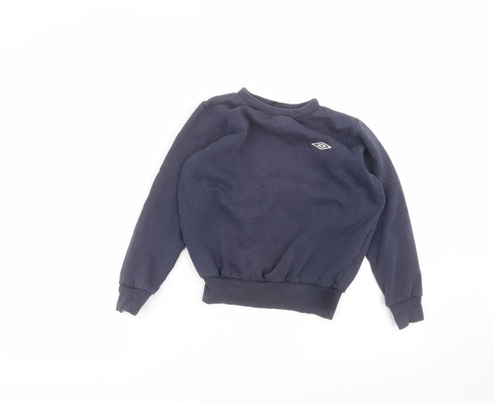 Umbro Boys Blue Round Neck Cotton Pullover Jumper Size 7-8 Years