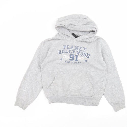 Planet Hollywood Boys Grey  Cotton Pullover Hoodie Size 11-12 Years