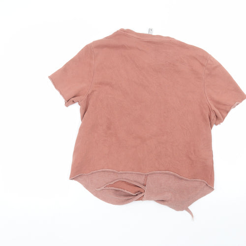 H&M Womens Pink  Cotton Basic T-Shirt Size L Round Neck