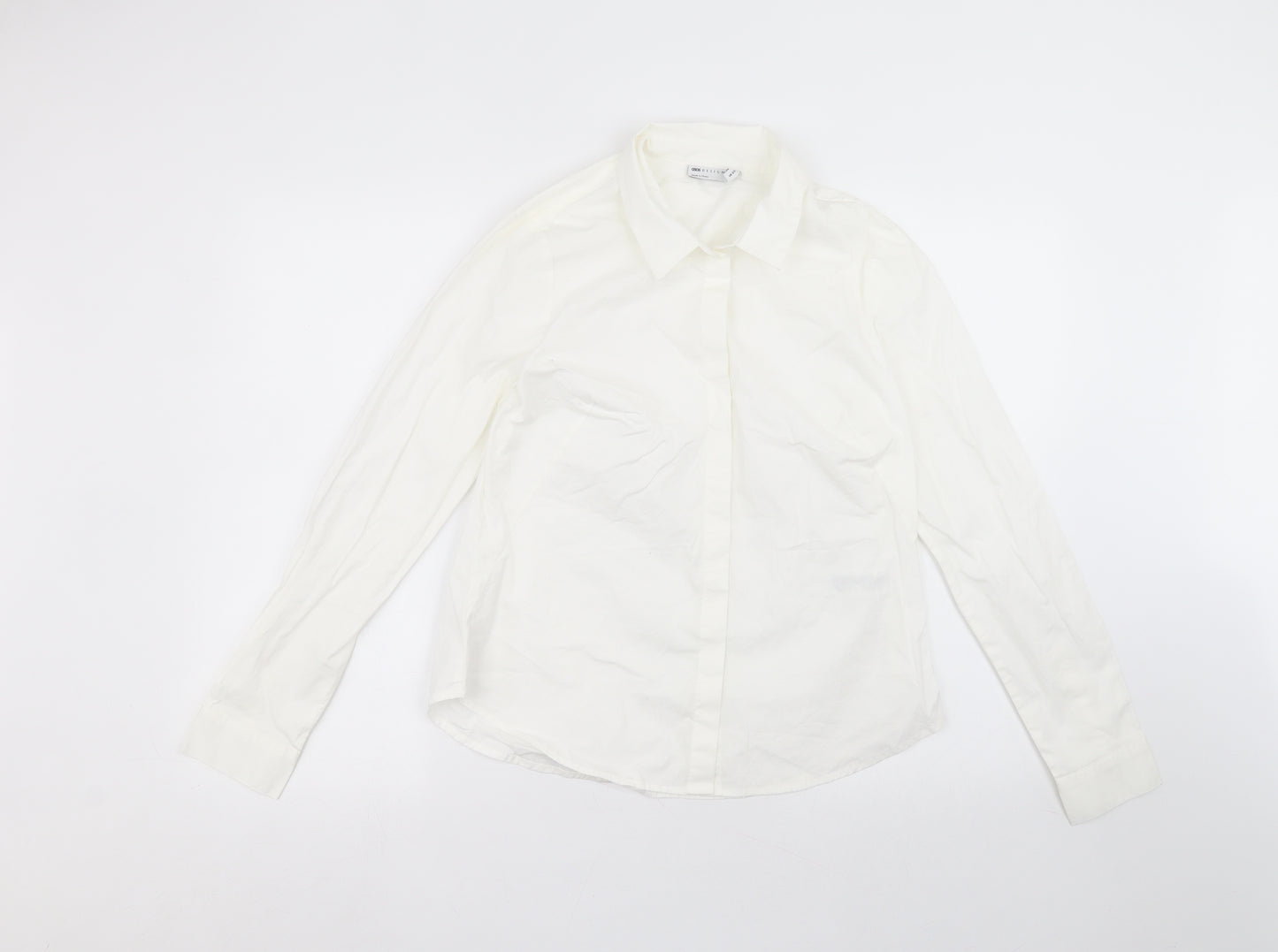 ASOS Womens White  Cotton Basic Button-Up Size 12 Collared