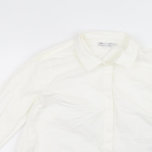 ASOS Womens White  Cotton Basic Button-Up Size 12 Collared