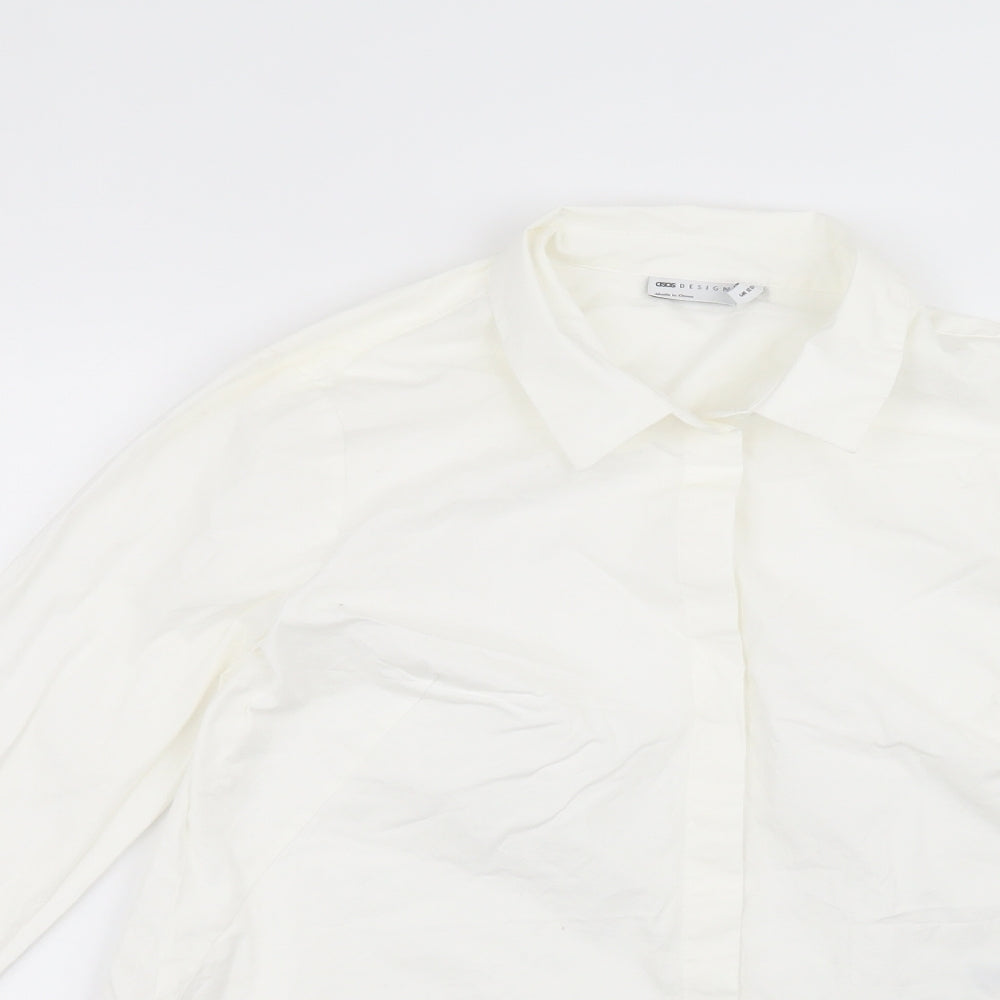 ASOS Womens White  Cotton Basic Button-Up Size 12 Collared