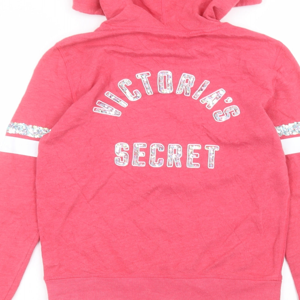 Victoria's Secret Womens Pink  Cotton Full Zip Hoodie Size XS