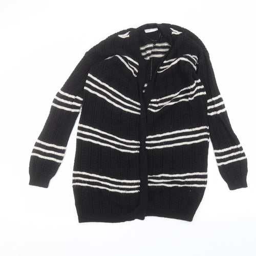 Matalan Womens Black V-Neck Striped Acrylic Cardigan Jumper Size S