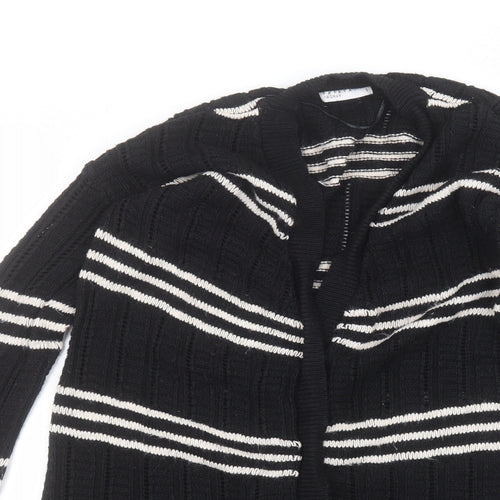 Matalan Womens Black V-Neck Striped Acrylic Cardigan Jumper Size S