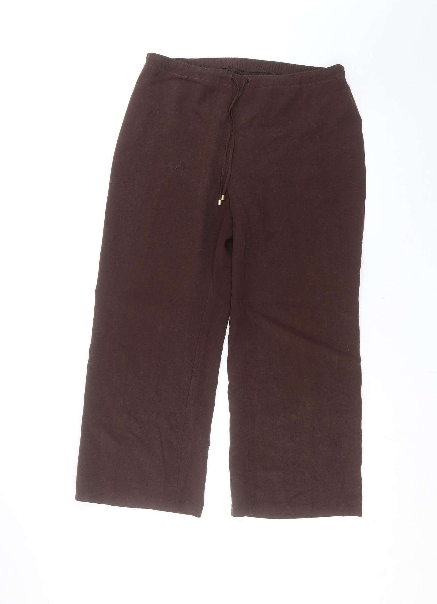 Marks and Spencer Womens Brown  Lyocell Trousers  Size 16 L24 in Regular
