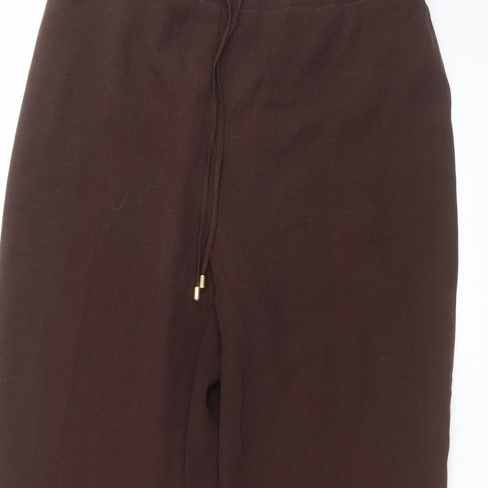 Marks and Spencer Womens Brown  Lyocell Trousers  Size 16 L24 in Regular