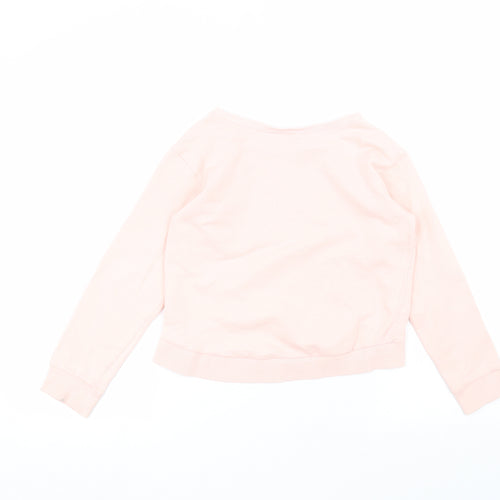 H&M Girls Pink Round Neck  Cotton Pullover Jumper Size 9-10 Years