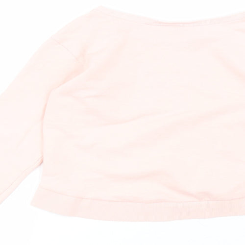 H&M Girls Pink Round Neck  Cotton Pullover Jumper Size 9-10 Years