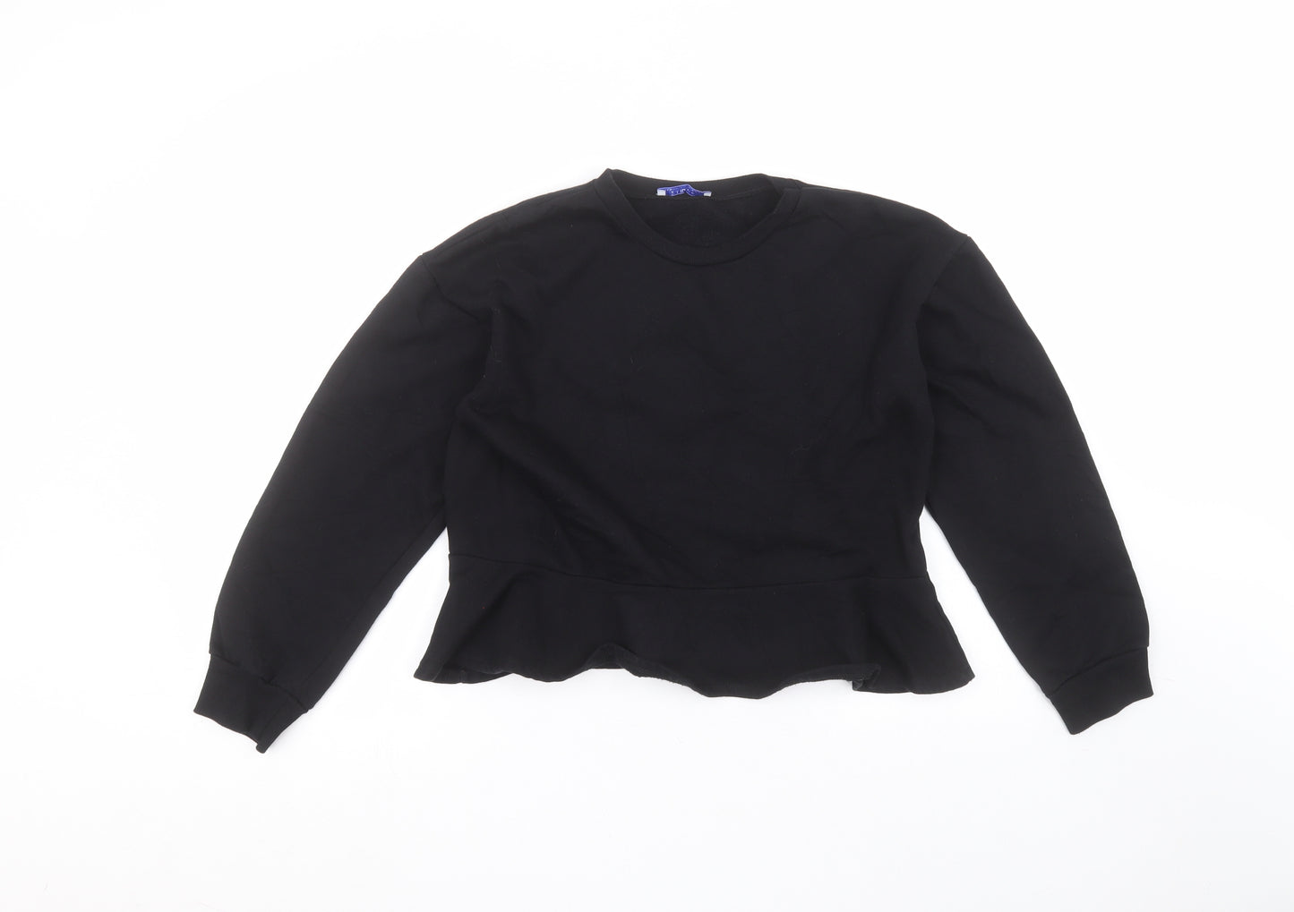 Zara Womens Black Round Neck  Cotton Pullover Jumper Size S