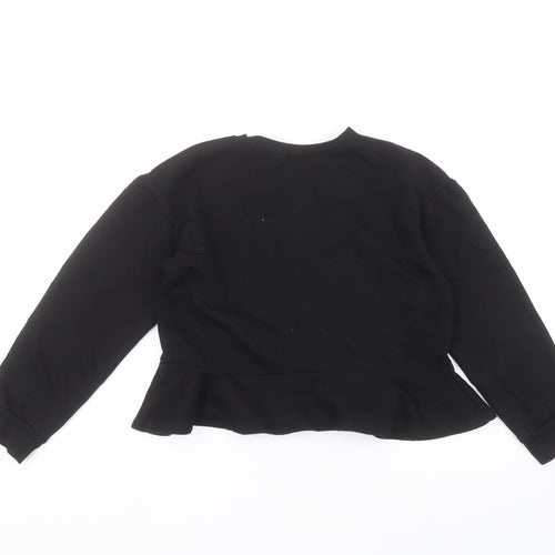 Zara Womens Black Round Neck  Cotton Pullover Jumper Size S