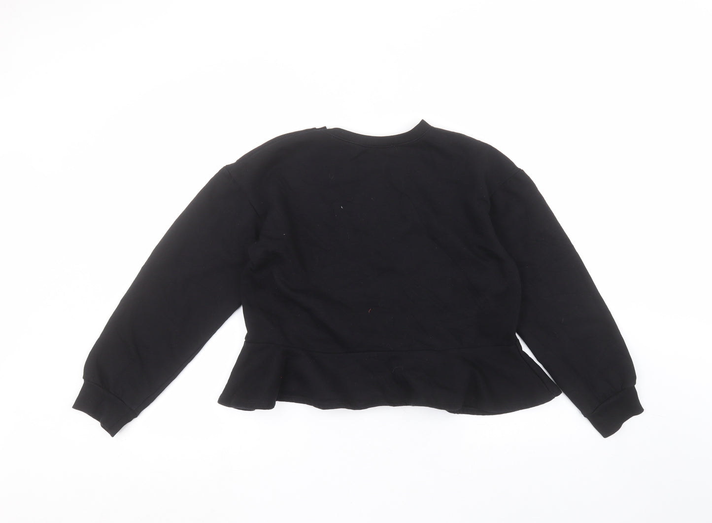 Zara Womens Black Round Neck  Cotton Pullover Jumper Size S