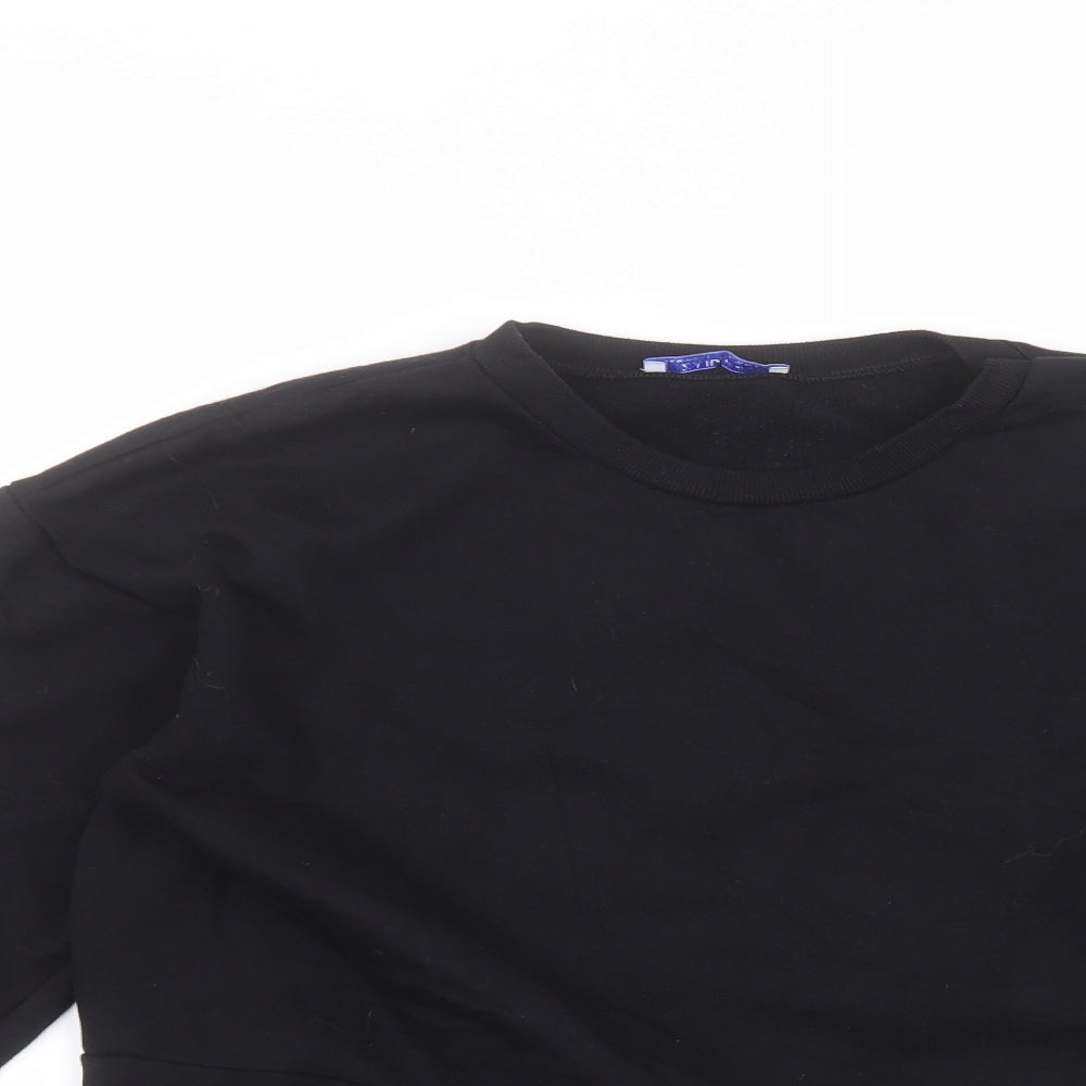 Zara Womens Black Round Neck  Cotton Pullover Jumper Size S