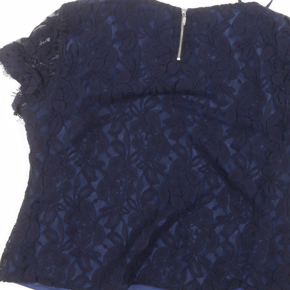 Country Club Womens Blue  Polyester Basic T-Shirt Size 16 Round Neck
