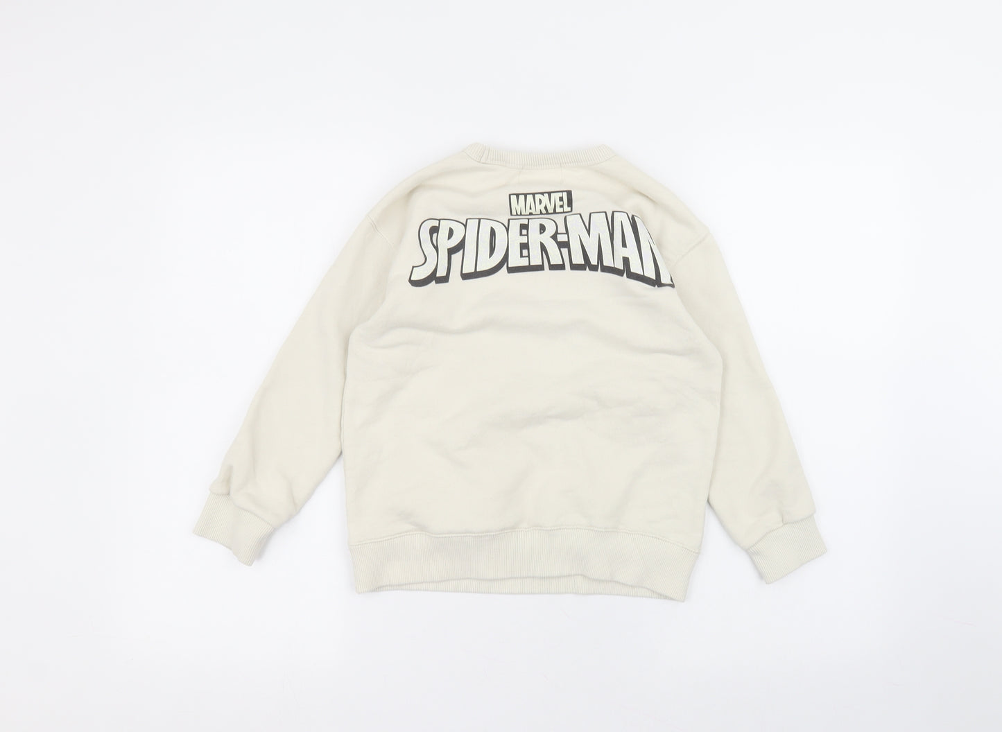 Zara Girls White Round Neck  Cotton Pullover Jumper Size 8 Years   - Spider man