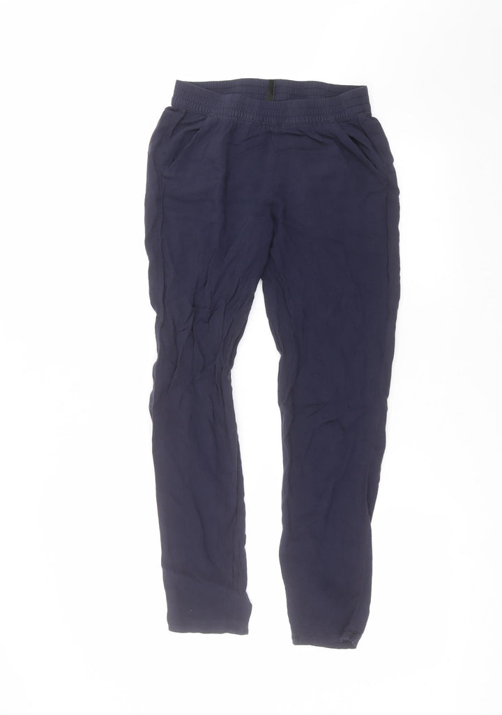 H&M Womens Blue  Viscose Trousers  Size 6 L25 in Regular