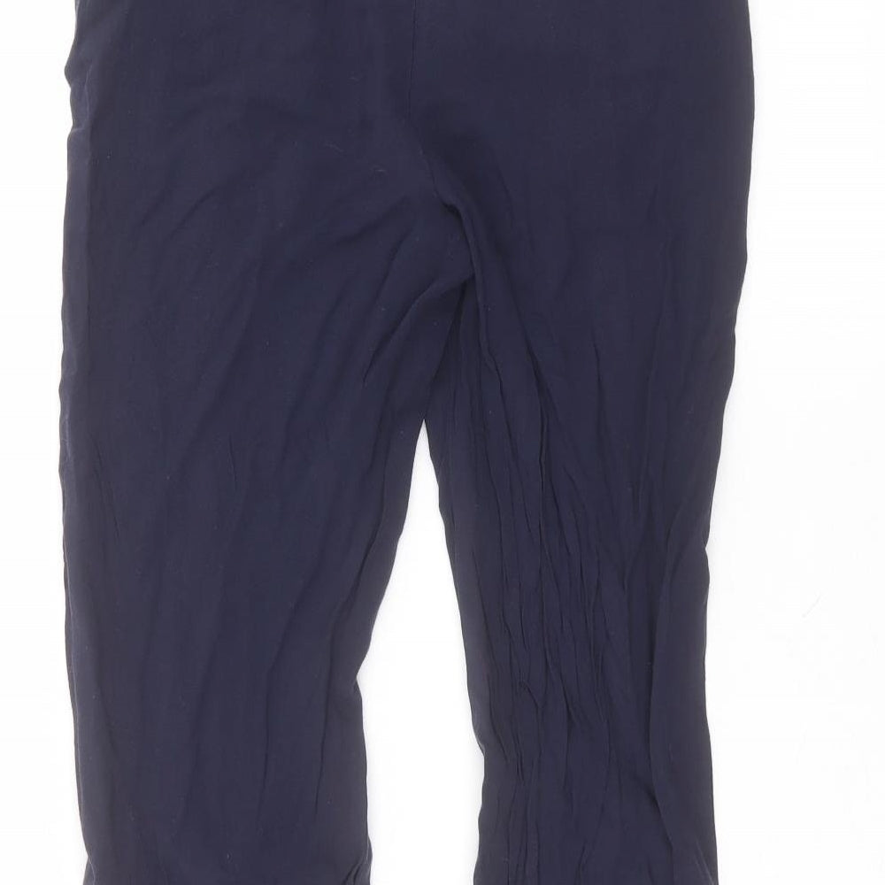 H&M Womens Blue  Viscose Trousers  Size 6 L25 in Regular