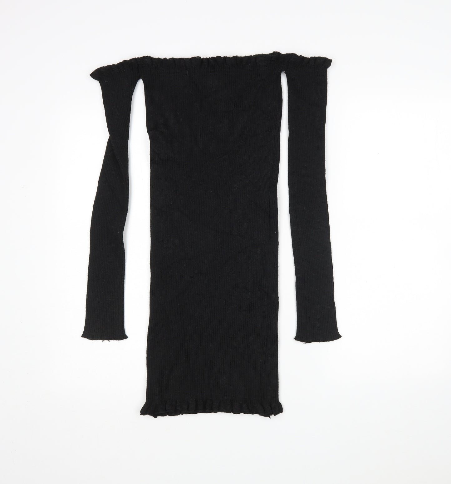 PRETTYLITTLETHING Womens Black Boat Neck  Acrylic Pullover Jumper Size 12
