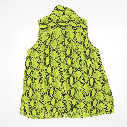 New Look Womens Green Animal Print Polyester Basic Blouse Size 20 Collared