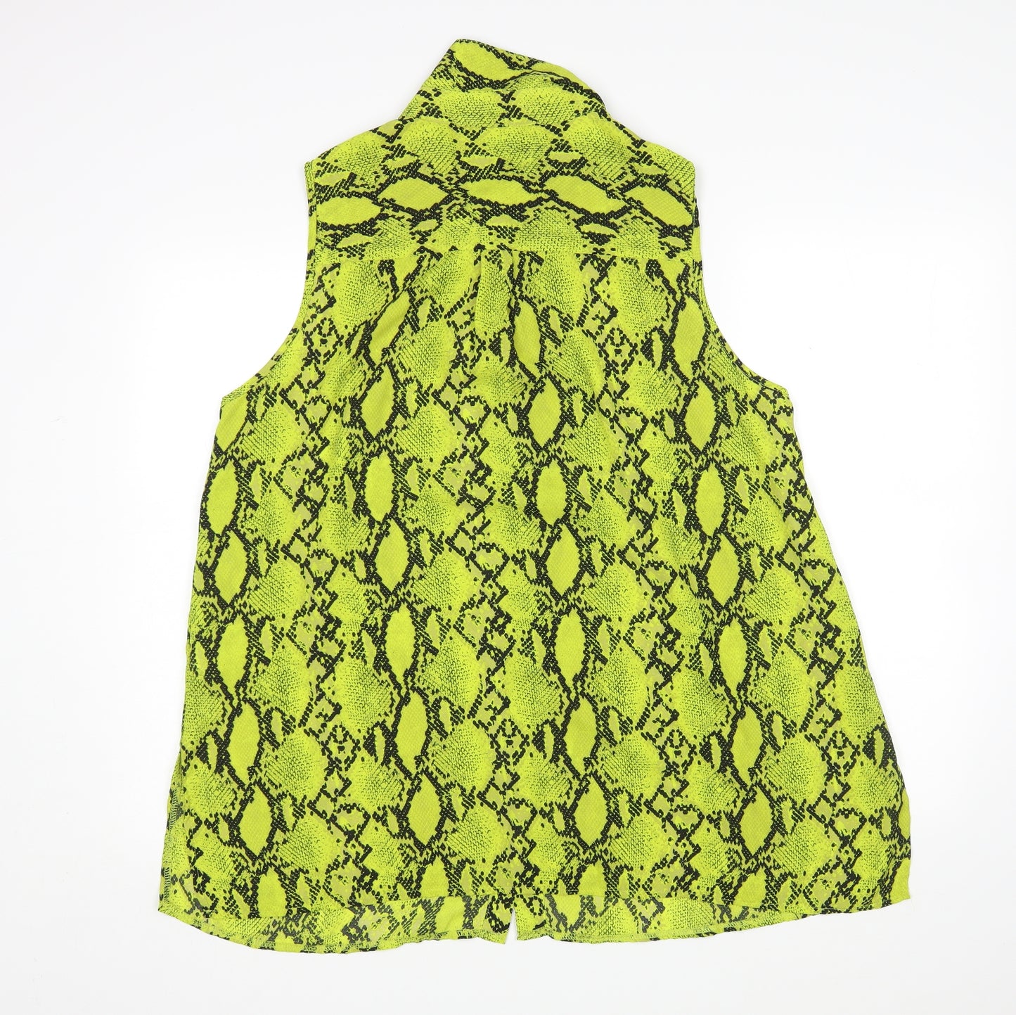 New Look Womens Green Animal Print Polyester Basic Blouse Size 20 Collared