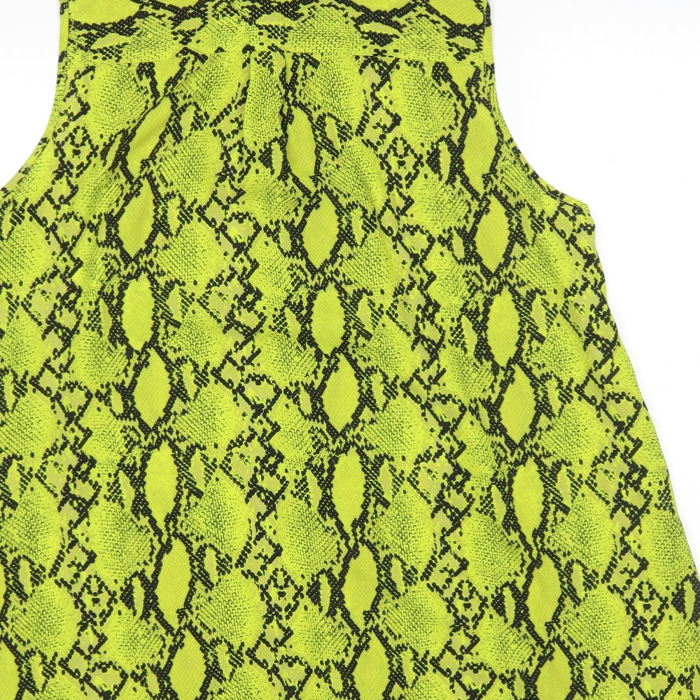 New Look Womens Green Animal Print Polyester Basic Blouse Size 20 Collared