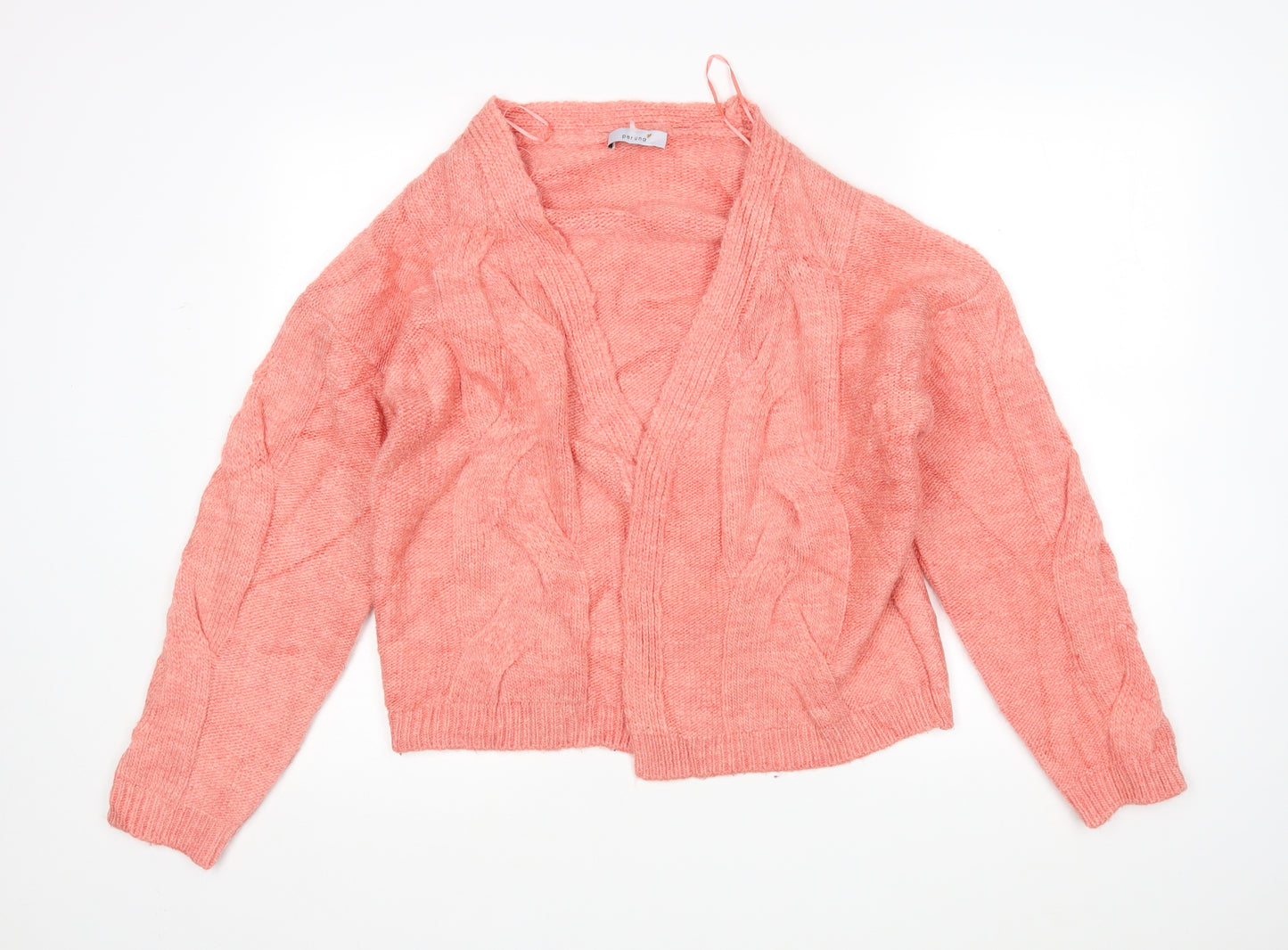 M&S Womens Pink V-Neck  Acrylic Cardigan Jumper Size M