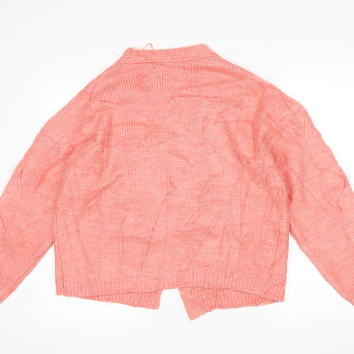 M&S Womens Pink V-Neck  Acrylic Cardigan Jumper Size M